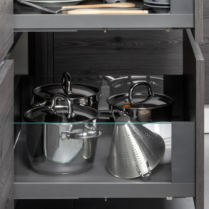 Außenschublade Vertex 40Kg Glas-Einschubelement 178mm hoch, 450mm tief, Stahl Aluminium Glas, Anthrazitgrau