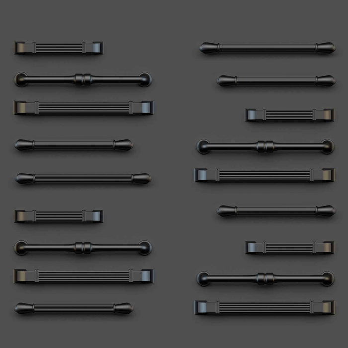 Lot von 20 Möbelgriffe Suez, L184mm, 160mm Achsenabstand, Aluminium, Schwarz lackiert