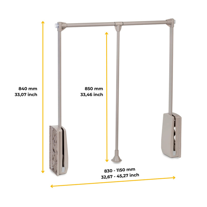 Kleiderlift Garderoben Hang, 830 - 1150, Bemalte Steinfarbe, Stahl Kunststoff