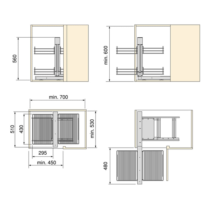Ecksystem Suprastar de Küchenschrank, Stahl, Verchromt