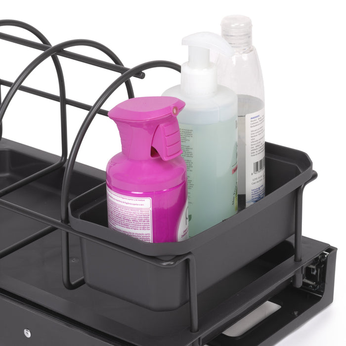 Ablage Küchenzubehör Bodenbefestigung manuellem Auszug, Kunststoff anthrazitgrau