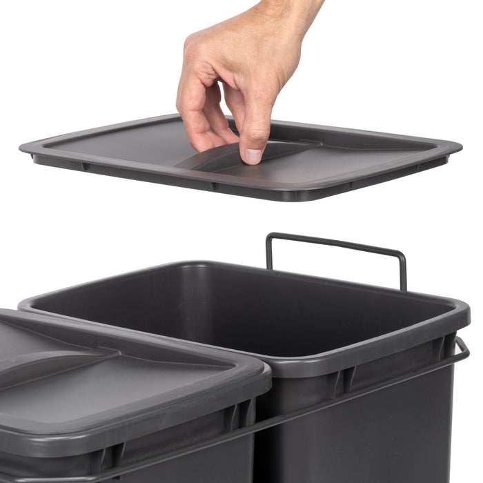 Recyclingbehälter Bodenmontage manuellen Auszug in Küchenzeile, 2x35 Liter, Kunststoff, anthrazitgrau
