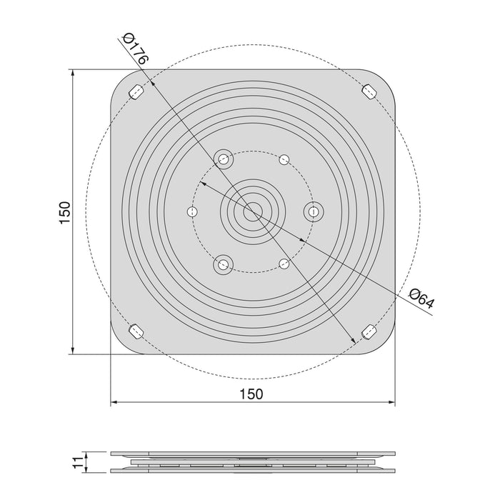 drehbarer Sockel Giro 4, 100Kg, Stahl, Verzinkt