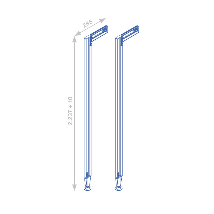 Satz von 2 Zero Rahmen Beschlägen Profilen Boden- Wandmontage Nivellierer, Aluminium Zamak, Steingrau