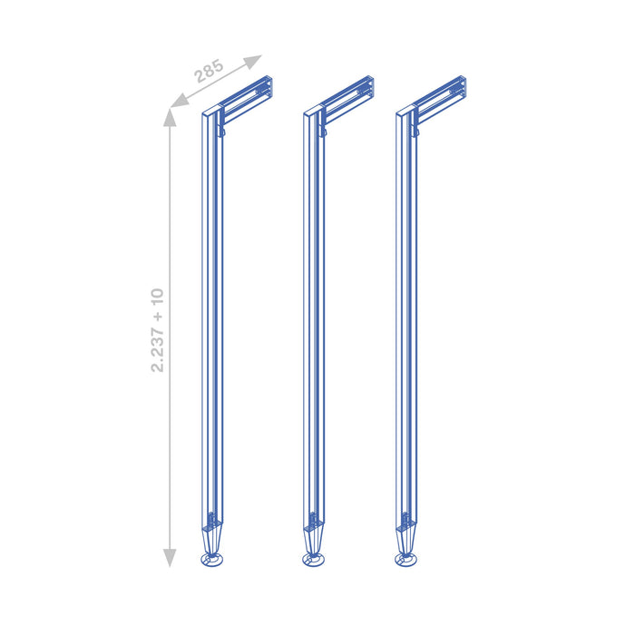 Satz von 3 Zero Rahmen Beschlägen Profilen Boden- Wandmontage Nivellierer, Aluminium Zamak, Steingrau