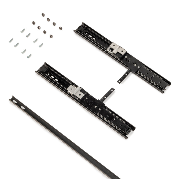 Ausziehbarer Innenspiegel Schränke, Tiefschwarz lackiert, Stahl Kunststoff Glas