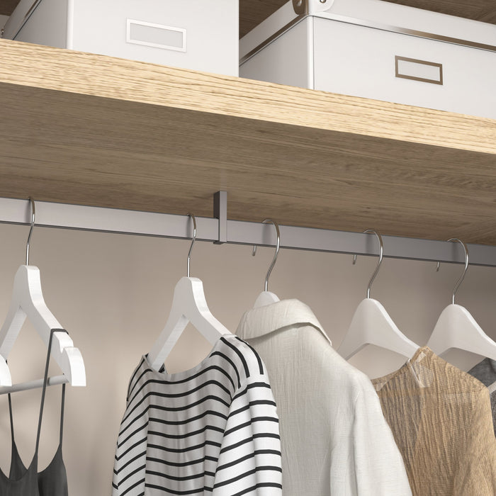 Satz von 2 x 1,15 m langen Luxe-Garderobenstangen Halterungen, Aluminium Kunststoff, Steingrau lackiert