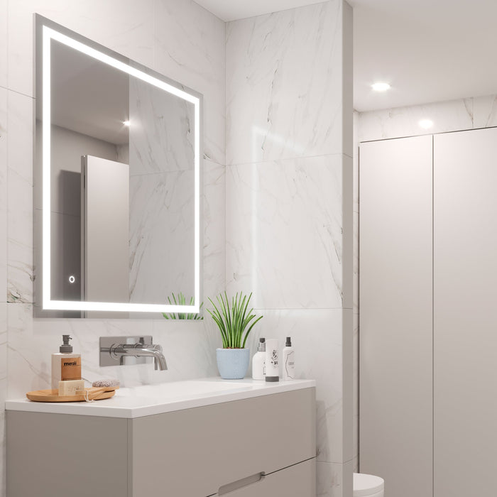 Badezimmerspiegel Heracles dekorative frontale LED-Beleuchtung, AC 230V 50Hz, 34W, Kunststoff Glas