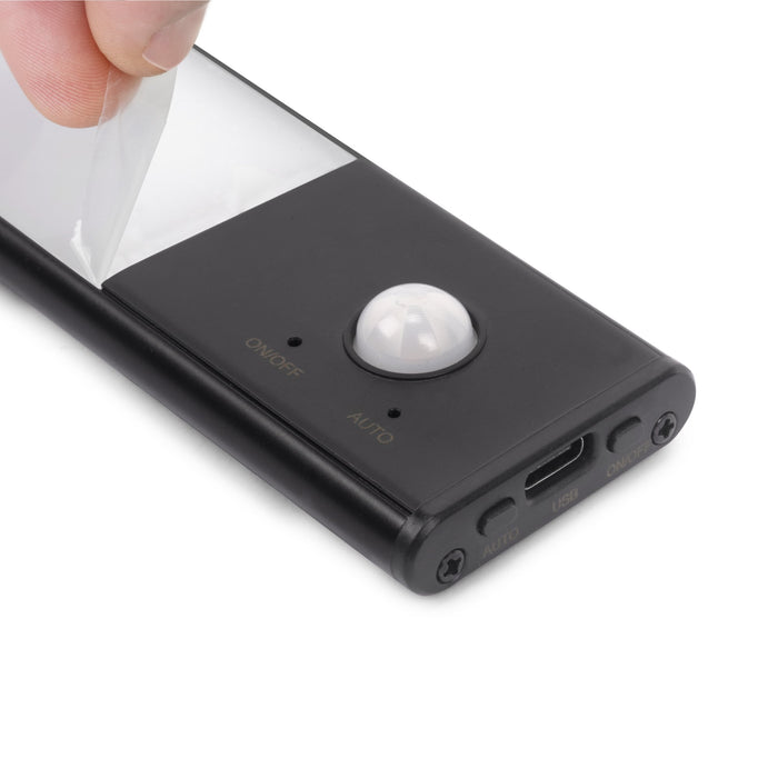 USB wiederaufladbare LED-Wandleuchte Kaus Black Bewegungssensor,, L240mm, Kunststoff Aluminium, Schwarzer Metallic-Lack