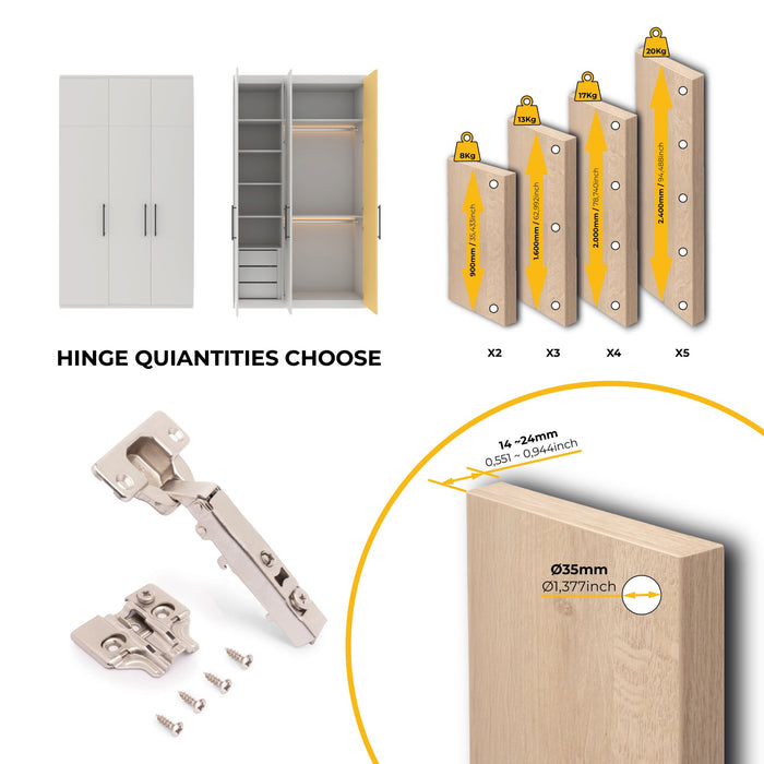 Kit von 20 Topfscharnierr X92N Eckanschlag, Kreuzmontageplatte zum Schrauben, Stahl, vernickelt