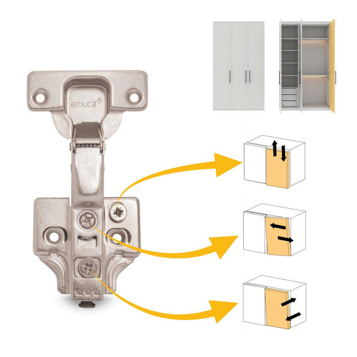 Kit von 20 Topfscharniere X92 telanschlag, Schließautomatik, Kreuzmontageplatten zum Schrauben, Stahl, vernickelt