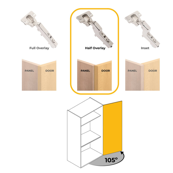 Kit von 20 Topfscharniere X92 telanschlag, Schließautomatik, Kreuzmontageplatten zum Schrauben, Stahl, vernickelt