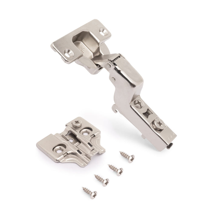 Kit von 20 Topfscharniere X92 Innenanschlag, Schließautomatik, Kreuzmontageplatten zum Schrauben, Stahl, vernickelt