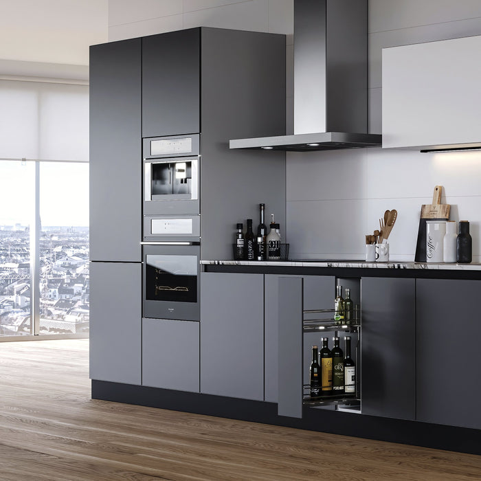 Flaschenhalter SupraMax, seitlich, auziehbar, Schließautomatik, Modul 150mm, Stahl, Verchromt