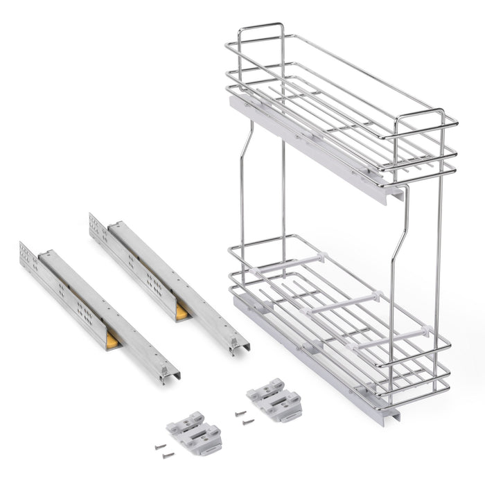 Flaschenhalter SupraMax, seitlich, auziehbar, Schließautomatik, Modul 200mm, Stahl, Verchromt