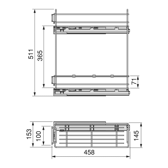 Flaschenhalter SupraMax, seitlich, auziehbar, Schließautomatik, Modul 200mm, Stahl, Verchromt
