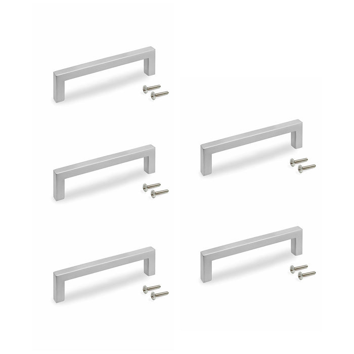 Lot von 5 Möbelgriffe Habana, L136mm, 128mm Achsenabstand, Zamak, Nickel satiniert