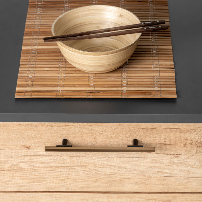 Lot von 5 Möbelgriffe Riad, L168mm, 128mm Achsenabstand, Aluminium, Bronze