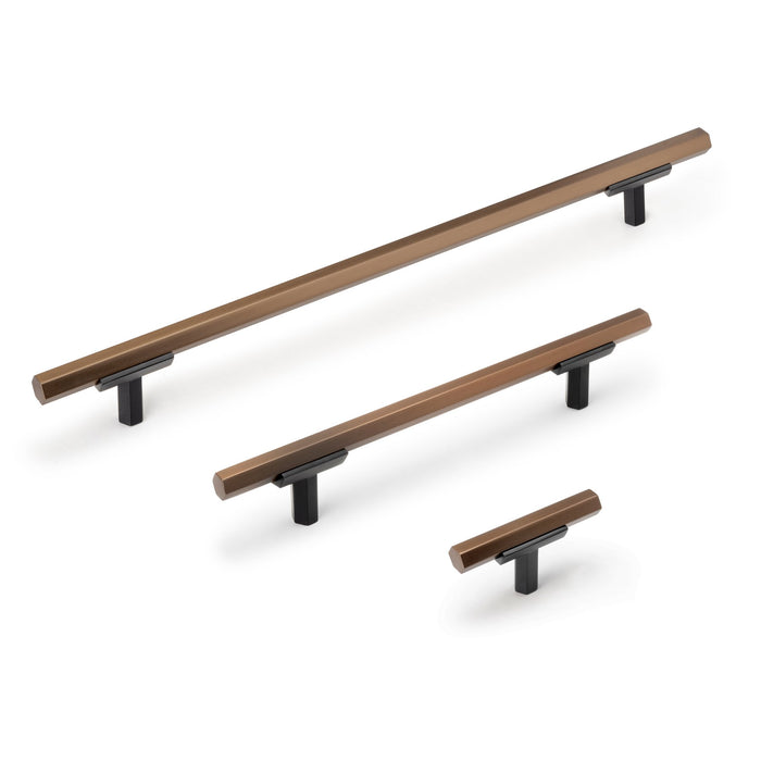 Lot von 5 Möbelgriffe Riad, L168mm, 128mm Achsenabstand, Aluminium, Bronze