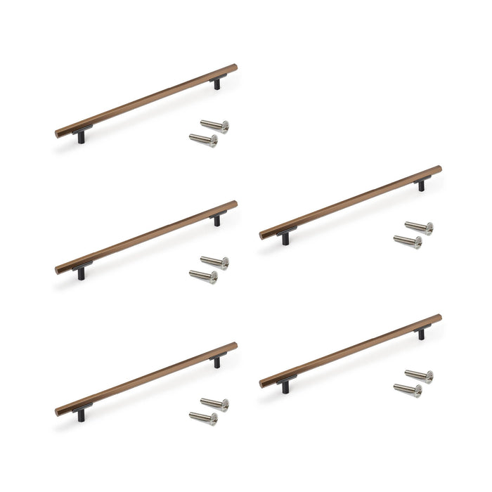 Lot von 5 Möbelgriffe Riad, L232mm, 192mm Achsenabstand, Aluminium, Bronze