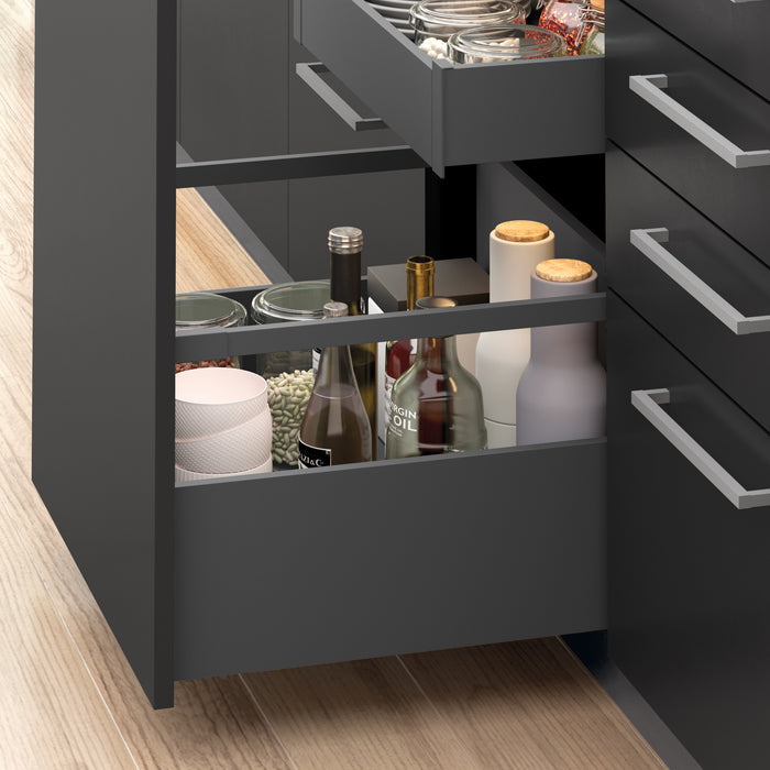 Emuca NEU | Aussenschublade Vertex 40Kg Höhe 131mm, Tiefe 450mm, Stahl, Anthrazitgrau