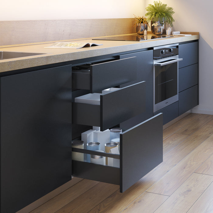 Emuca NEU | Aussenschublade Vertex 40Kg Höhe 131mm, Tiefe 450mm, Stahl, Anthrazitgrau