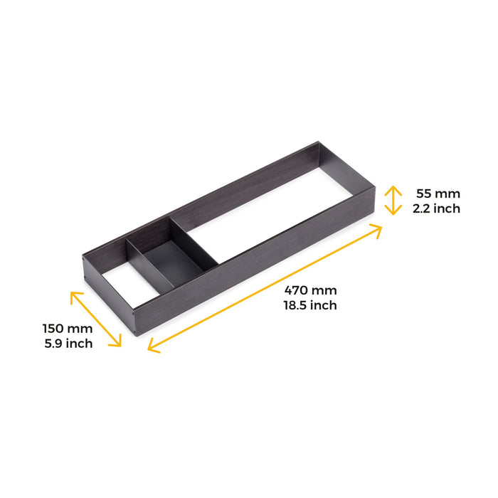 Schubladenorganisator Orderbox , 150x470mm, Stahl Holz, Anthrazitgrau