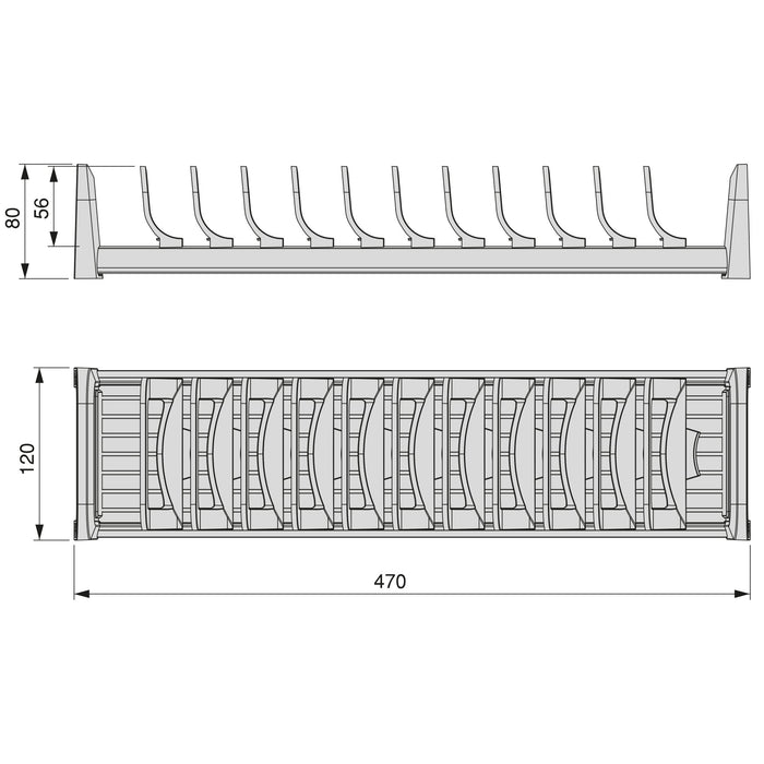 Tellereinsatz Orderbox Schublade, 120x470mm, Aluminium Kunststoff, Anthrazitgrau