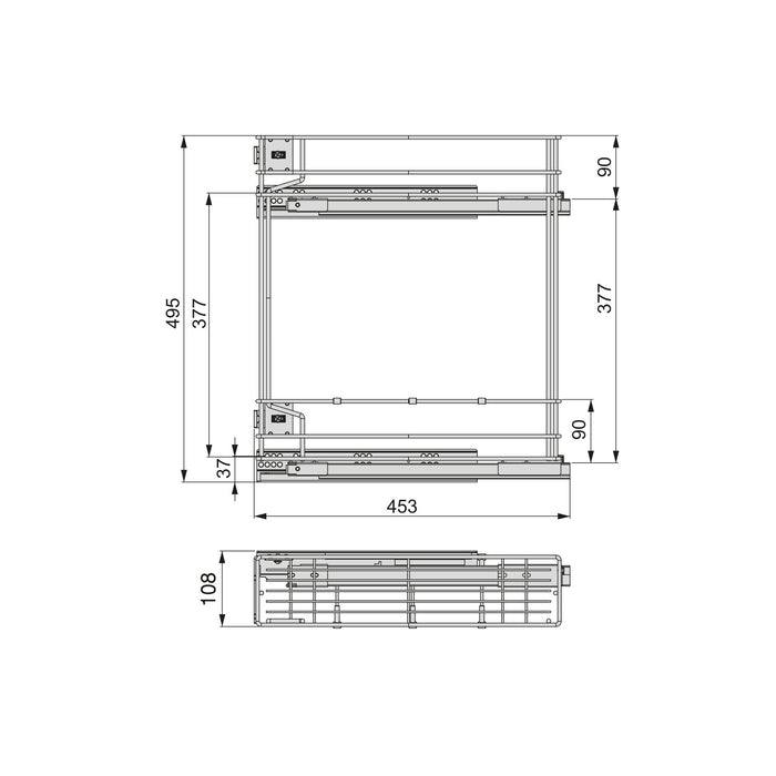 Flaschenhalter Supra, seitlich, Schließautomatik, Modul 150mm, Stahl, grau lackiert