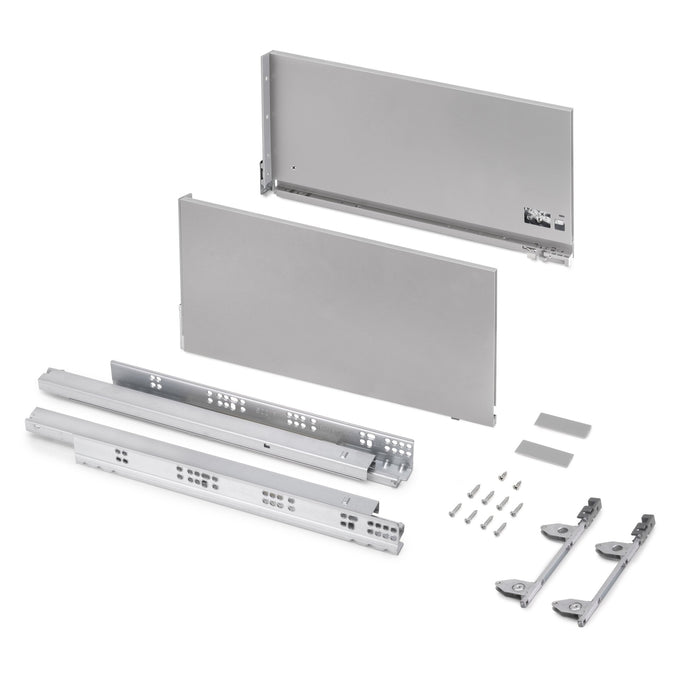 Aussenschublade Vertex 3D 60Kg H 242mm, T 500mm, Stahl, Silvergrau