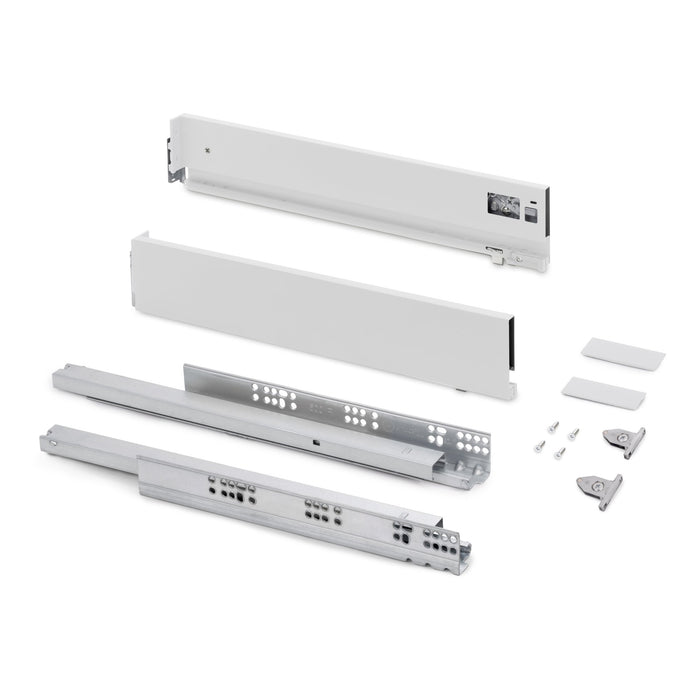 Aussenschublade Vertex 3D-Regelung, H 93mm, 40Kg, T 450mm, Stahl, Weiß lackiert