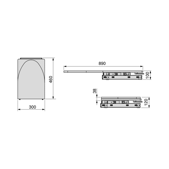 Bügelbrett Iron 2, klapp- ausziehbar Stahl Holz