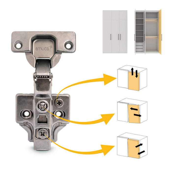 Kit von 20 Topfscharniere X91 telanschlag Schließautomatik Kreuzmontageplatten zum Schrauben, H 0, Stahl, Titan-Ausführung