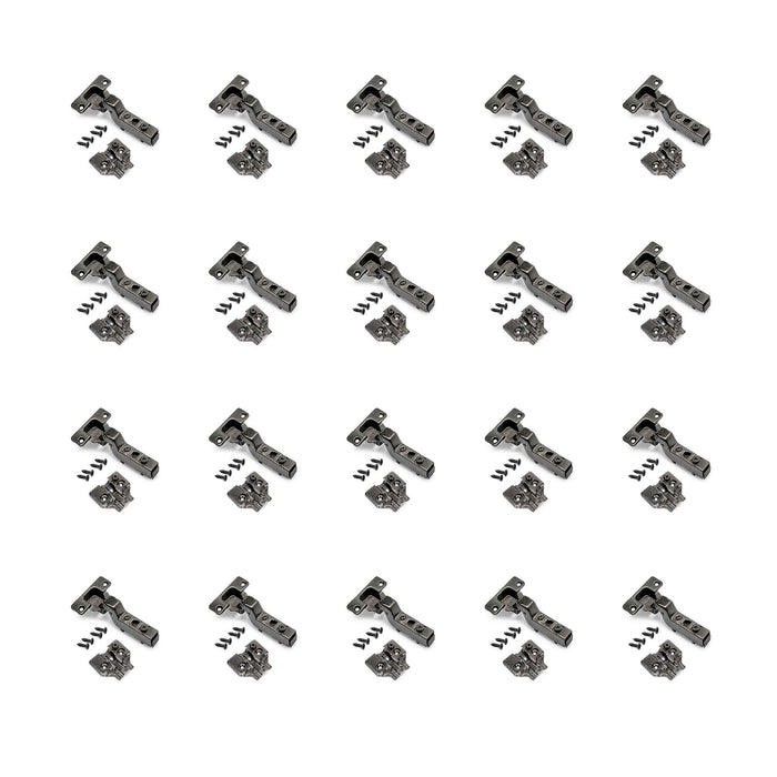 Kit von 20 Topfscharniere x91 Innenanschlag Schließautomatik Kreuzmontageplatten zum Schrauben, H 0, Stahl, Titan-Ausführung