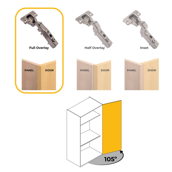 Kit von 20 Topfscharniere X91 Eckanschlag Schließautomatik Titan-Ausführung, H 0, Stahl, Titan-Ausführung