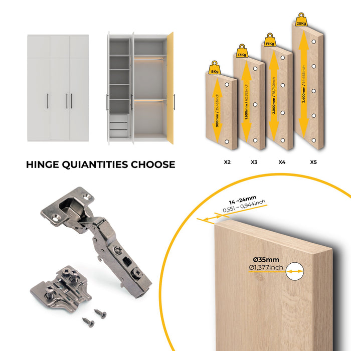 Kit von 20 Topfscharniere X91 telanschlag Schließautomatik Euro-Extras, H 0, Vernickelt, Titan-Ausführung