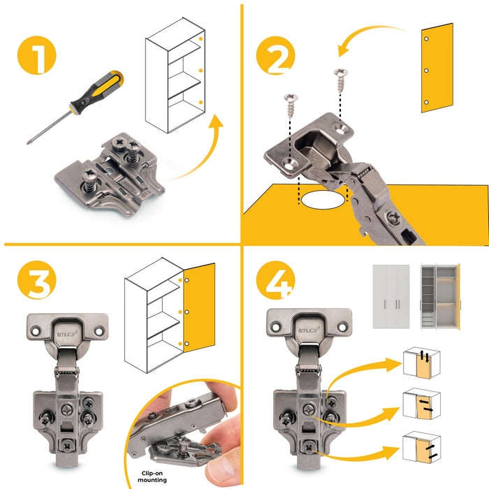 Kit von 20 Topfscharniere X91 telanschlag Schließautomatik Euro-Extras, H 0, Vernickelt, Titan-Ausführung