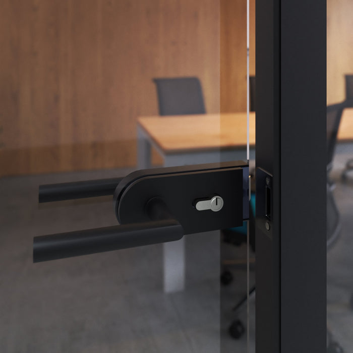 Schloss Glastür Holzrahmen, Zylinder Schlüssel, Glastür 8-12mm, Stahl Aluminium, schwarz lackiert