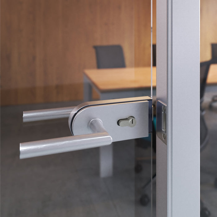 Schloss Glastür Holzrahmen, Zylinder Schlüssel, Glastür 8-12mm, Stahl Aluminium, matt eloxiert