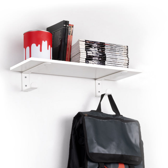 Satz träger-Set Regale in Holz Shelf integriertem Aufhänger, Stahl, Weiß