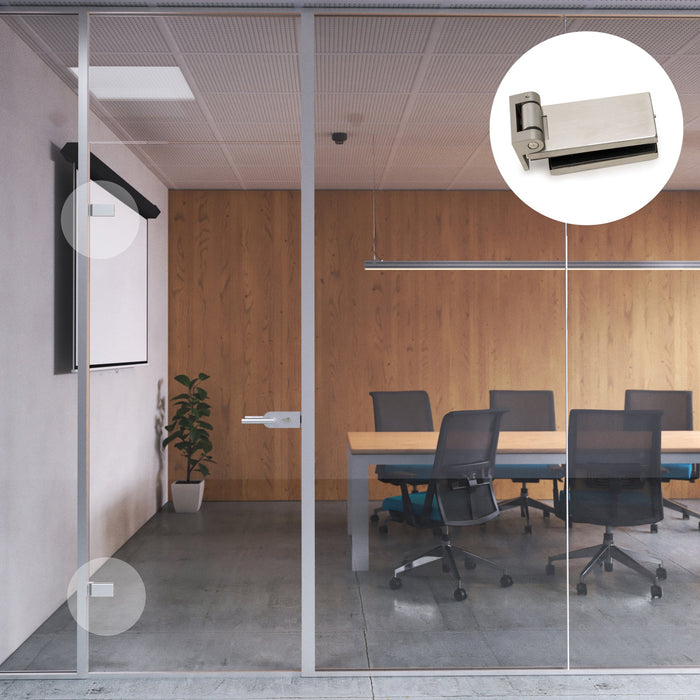 Scharnier Glastür Edelstahlblende, horizontales Scharnier 34mm Spatel, 8-12mm Tür, Edelstahl