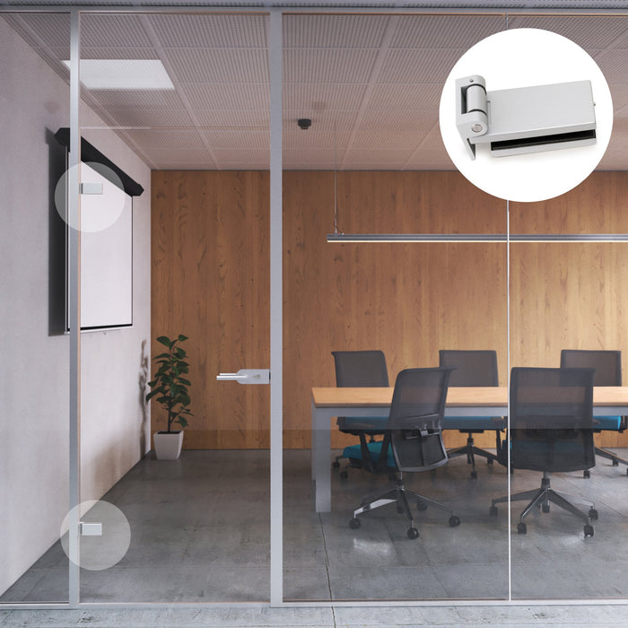 Scharnier Glastür Blende, horizontales Scharnier 40mm Spatel, 8-12mm Tür, Aluminium Stahl, grau metallic