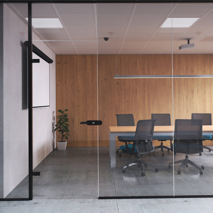 Schloss- Schließanlagensatz Doppelglastür, horizontaler Riegel Glastür 8-12mm, Stahl Aluminium, schwarz lackiert