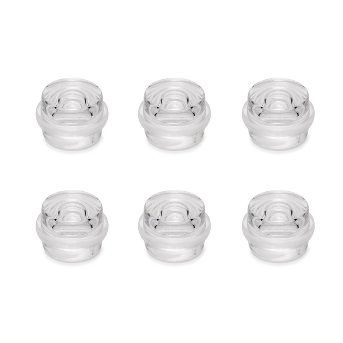 Satz von 6 zylindrischen Klebetürstoppern, Bodenbefestigung, Kunststoff, Transparent