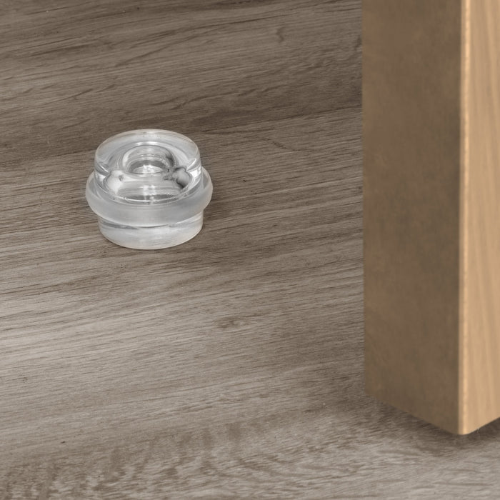 Satz von 6 zylindrischen Klebetürstoppern, Bodenbefestigung, Kunststoff, Transparent