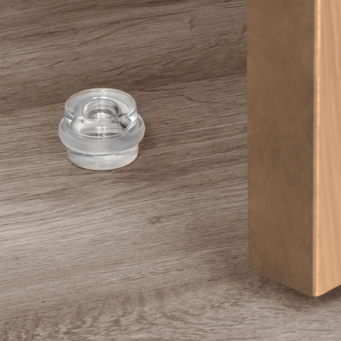 Emuca NEU | Satz von 6 zylindrischen Klebetürstoppern, Bodenbefestigung, Kunststoff, Transparent