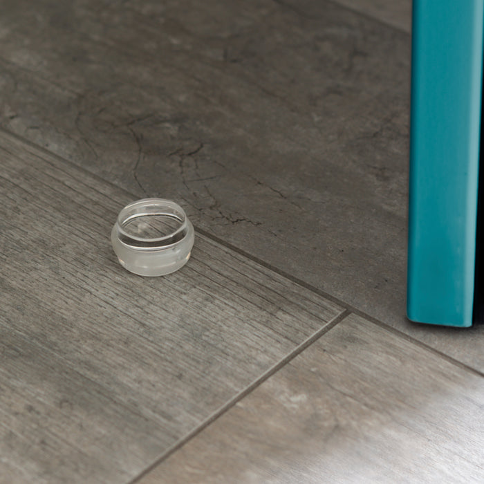 Emuca NEU | Satz von 6 zylindrischen Klebetürstoppern, Bodenbefestigung, Kunststoff, Transparent