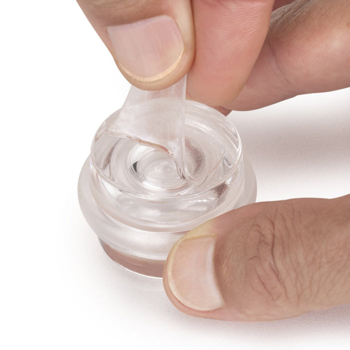 Satz von 6 zylindrischen Klebetürstoppern, Bodenbefestigung, Kunststoff, Transparent