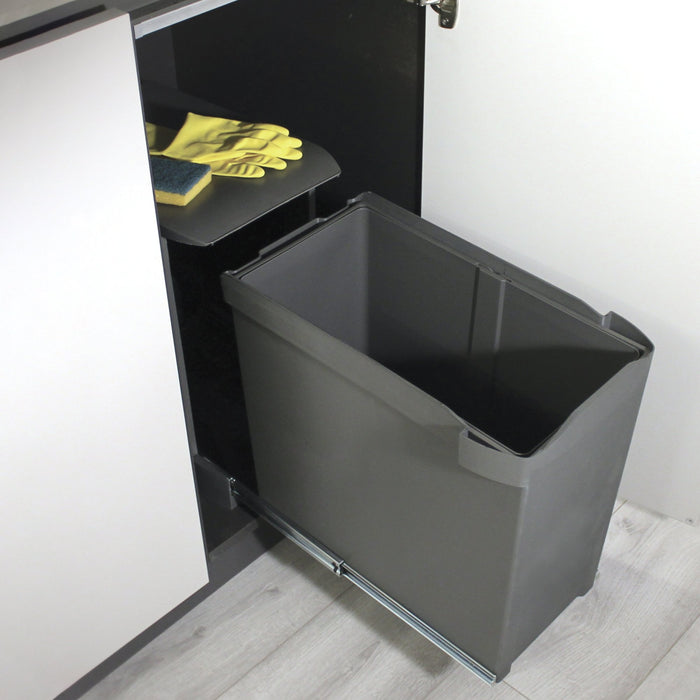 Recyclingbehälter Küche, 1 x 30 Liter, Unterseitigbefeistigung automatische Extraktion, Stahl Kunststoff, Anthrazitgrauer
