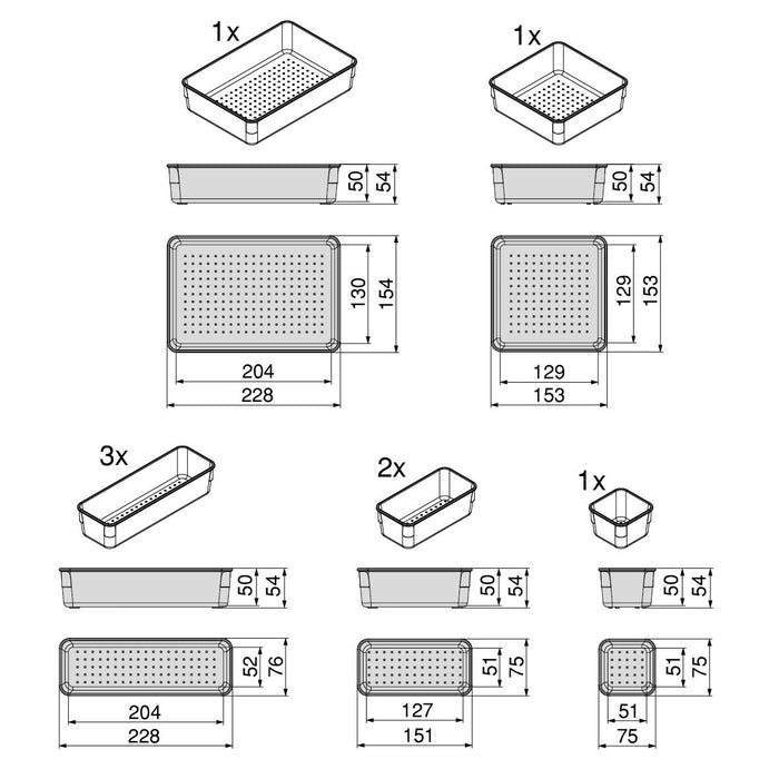 Organizer-Würfel-8er Cube Kit für Schublade, Kunststoff, Transparent
